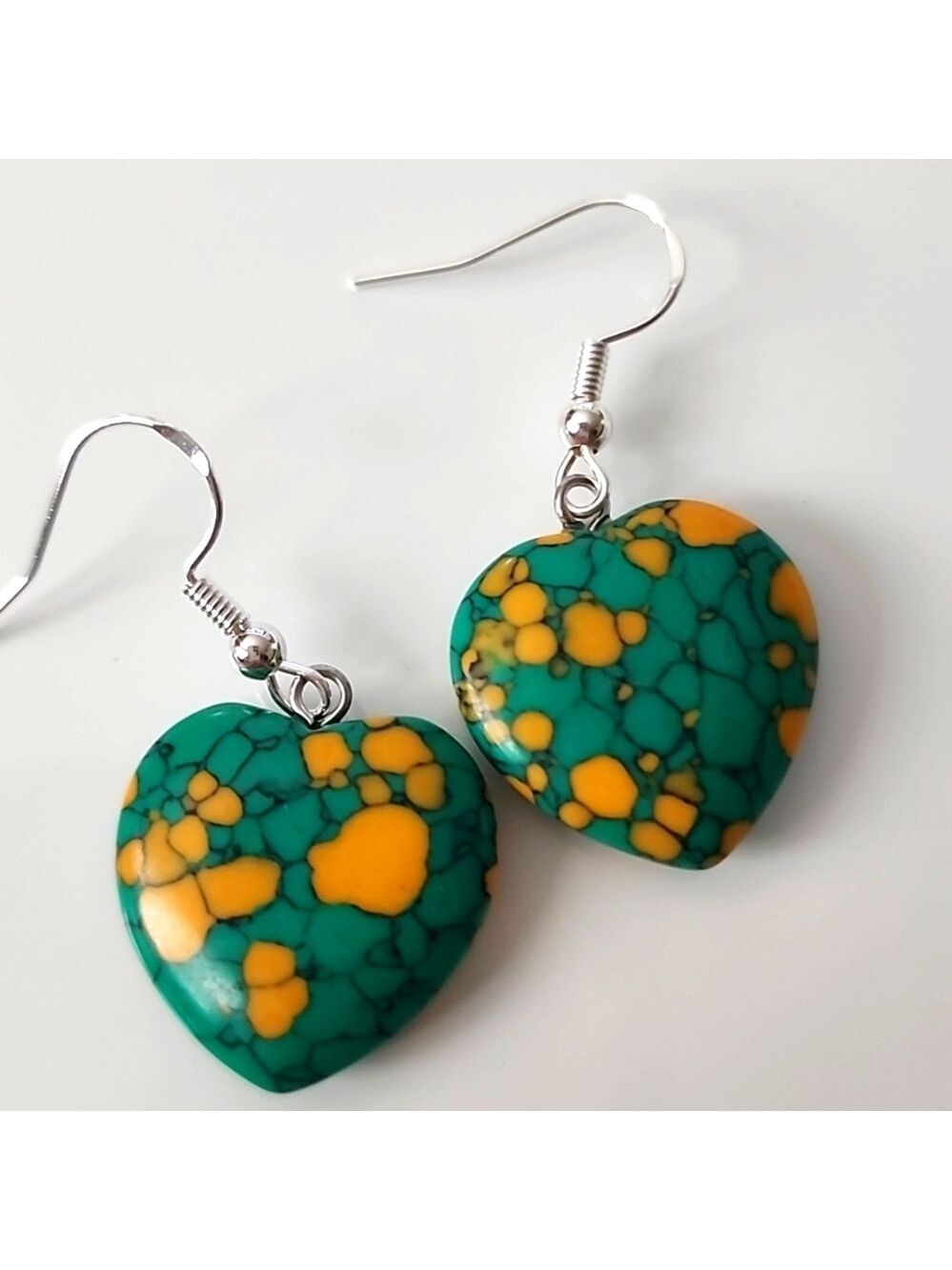 Stone Heart Earrings 925S STERLING POST
